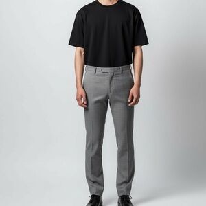 PETER MILLAR Gray Wool Dress Pants Flat Front straight microgrid Slacks 38R